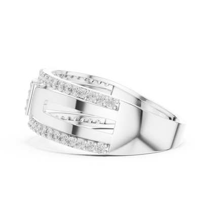 Round Geometric Open Shank Lab Grown Diamond Ring