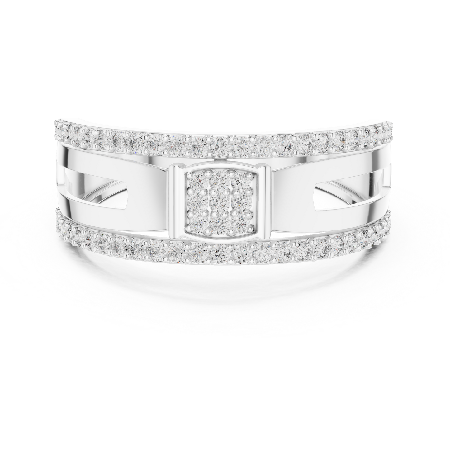 Round Geometric Open Shank Lab Grown Diamond Ring