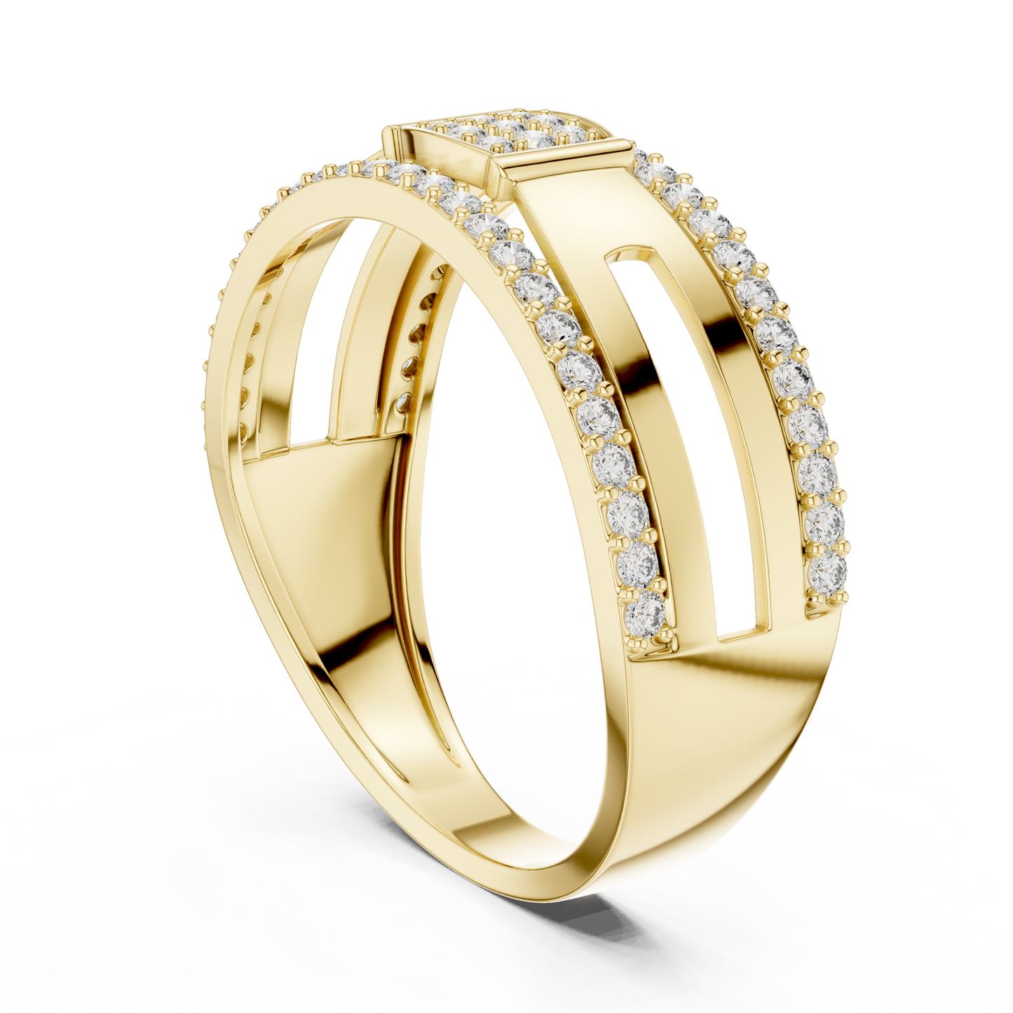 Round Geometric Open Shank Lab Grown Diamond Ring