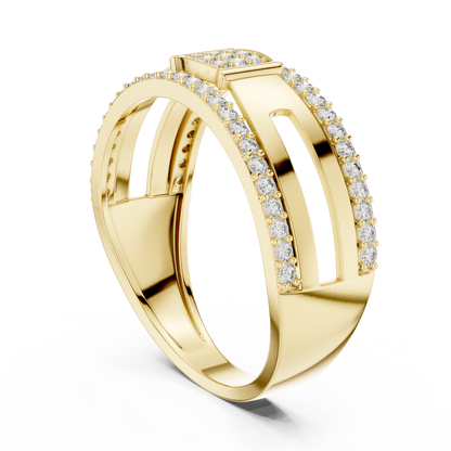 Round Geometric Open Shank Lab Grown Diamond Ring
