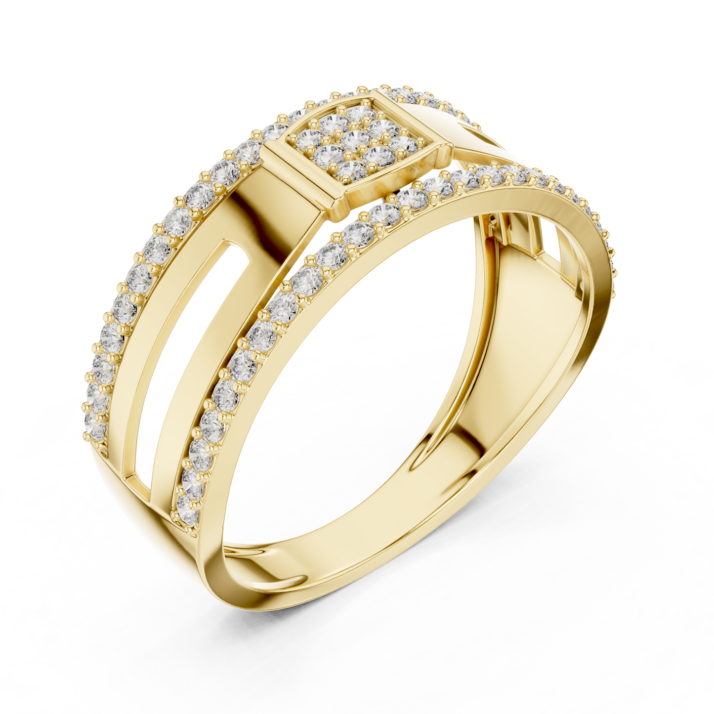 Round Geometric Open Shank Lab Grown Diamond Ring