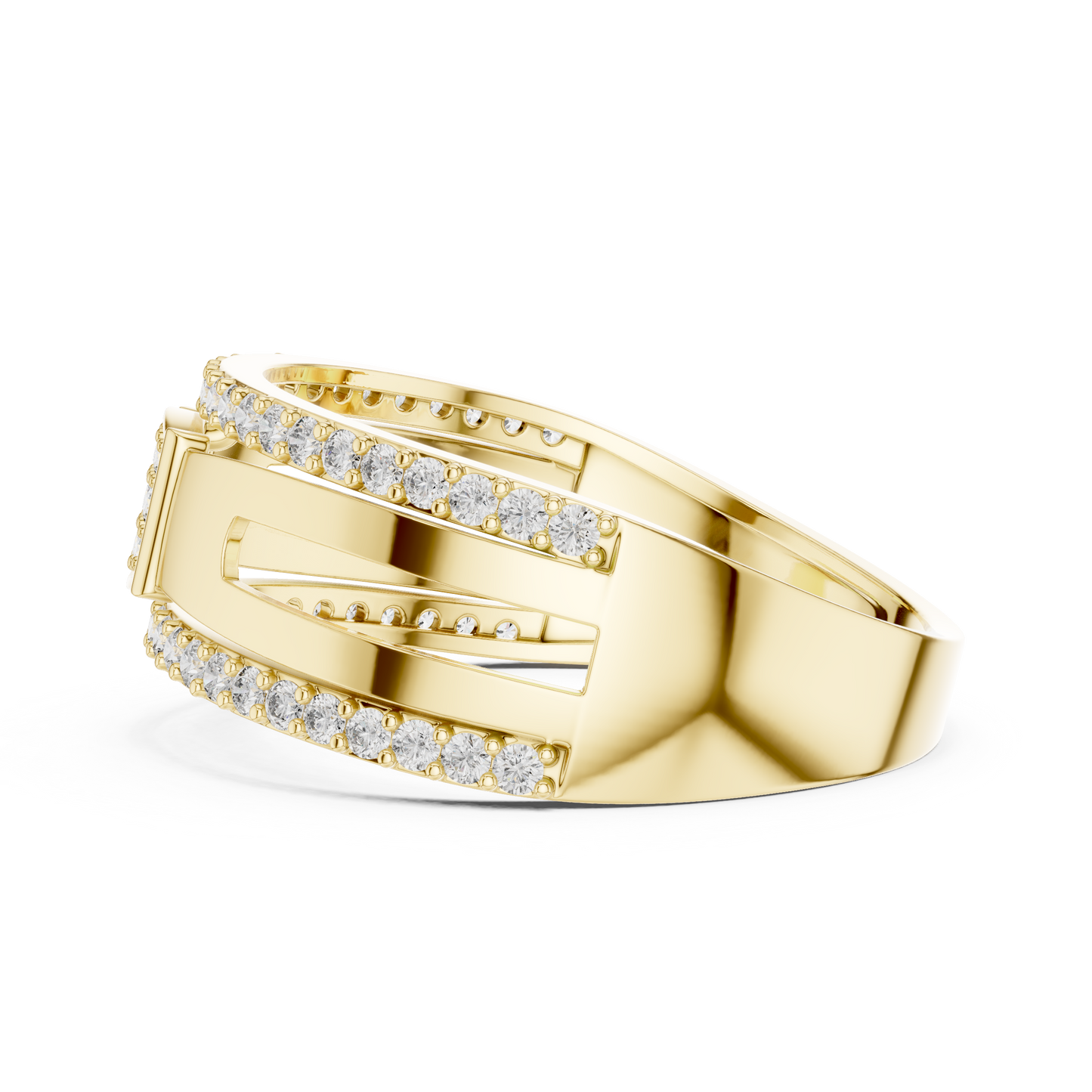 Round Geometric Open Shank Lab Grown Diamond Ring