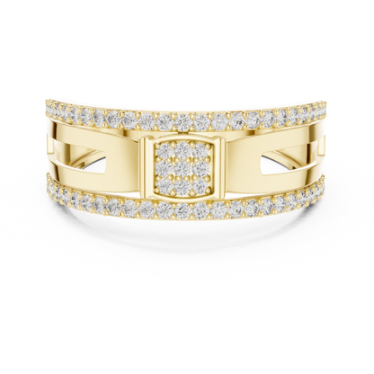 Round Geometric Open Shank Lab Grown Diamond Ring