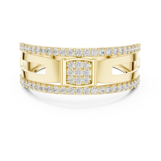 Round Geometric Open Shank Lab Grown Diamond Ring