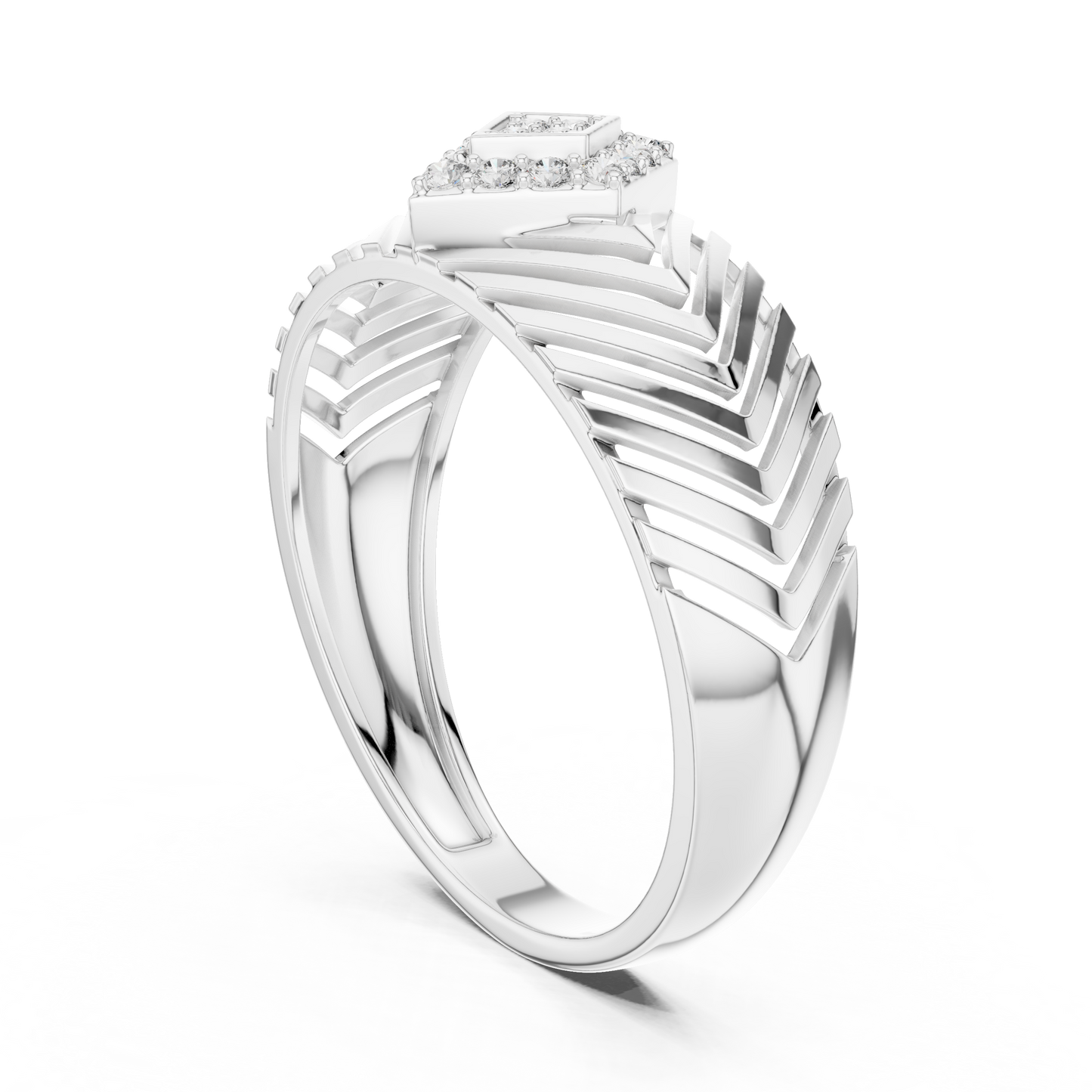 Art Deco Lab Grown Diamond Engagement Ring in White Gold