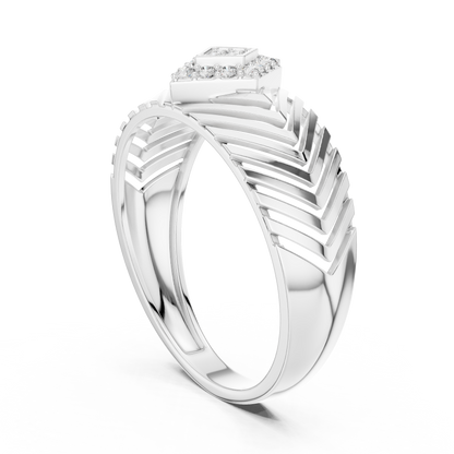 Art Deco Lab Grown Diamond Engagement Ring in White Gold