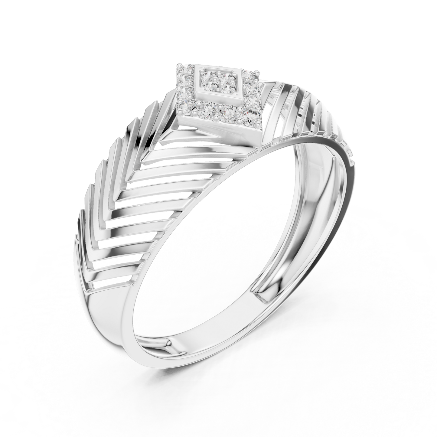 Art Deco Lab Grown Diamond Engagement Ring in White Gold