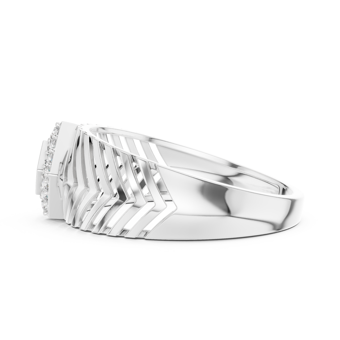 Art Deco Lab Grown Diamond Engagement Ring in White Gold
