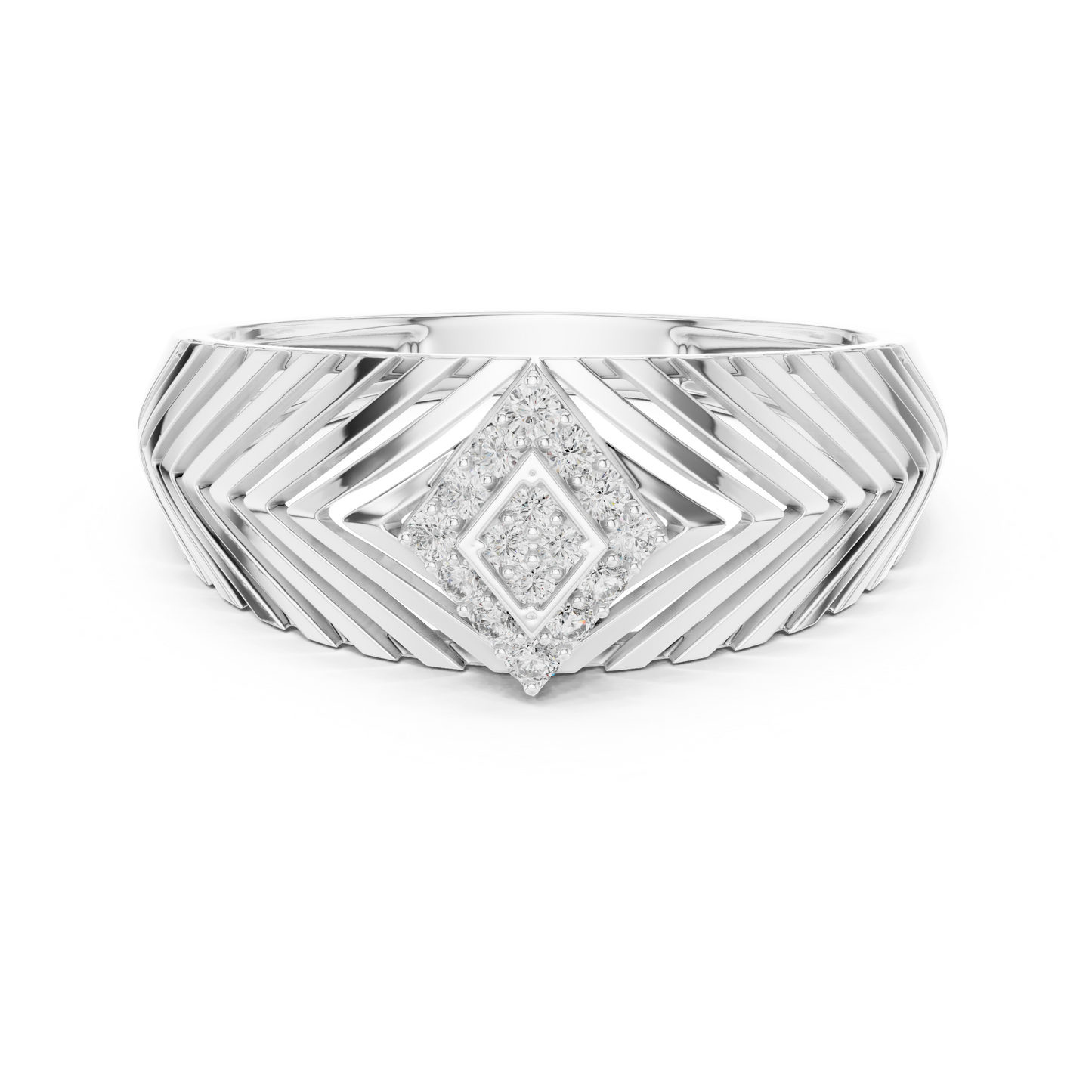 Art Deco Lab Grown Diamond Engagement Ring in White Gold