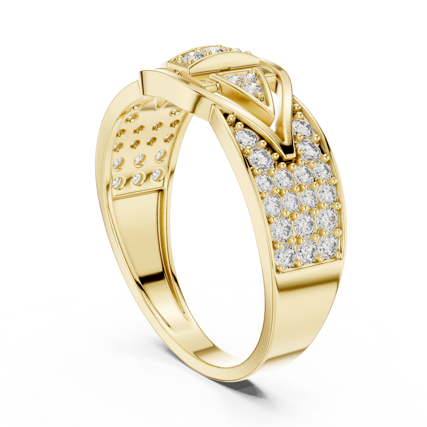 Unique Vertical Bar Lab Grown Diamond Gold Ring