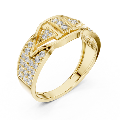 Unique Vertical Bar Lab Grown Diamond Gold Ring