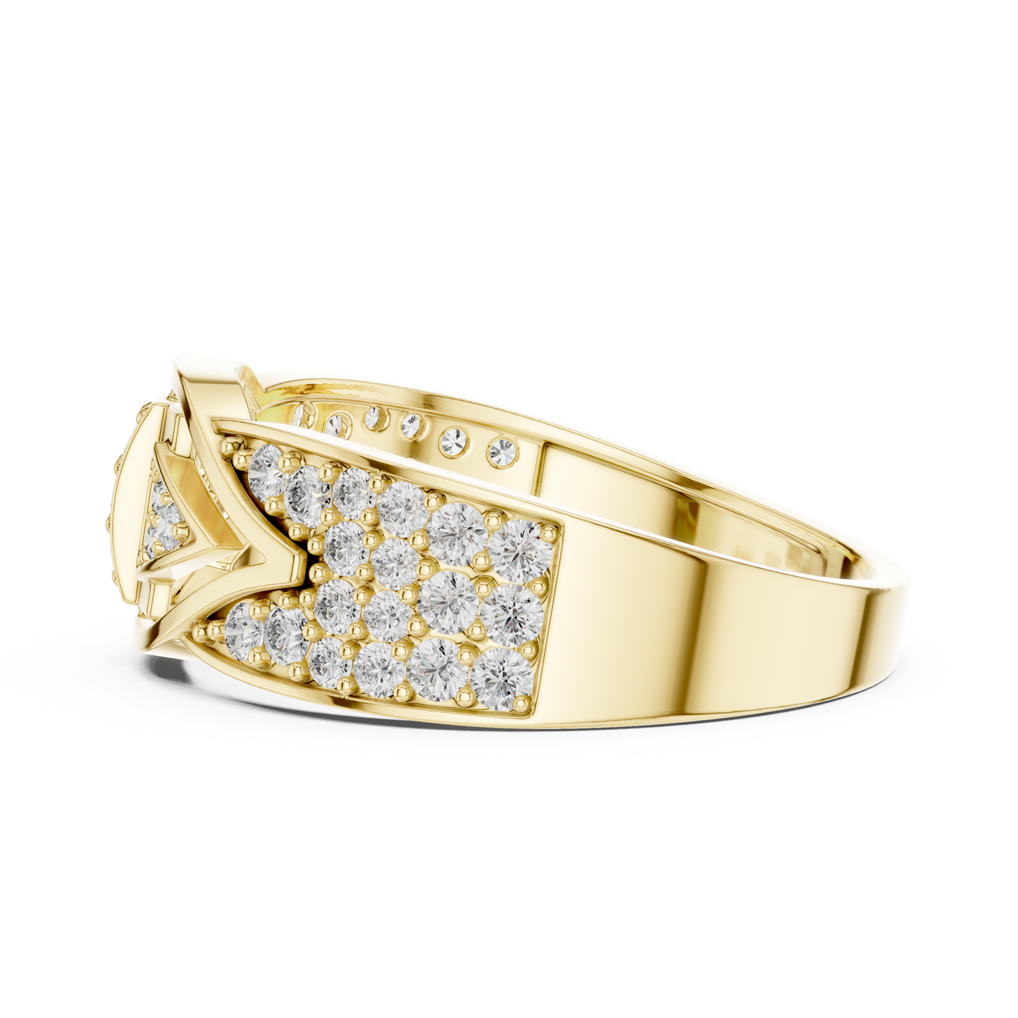 Unique Vertical Bar Lab Grown Diamond Gold Ring