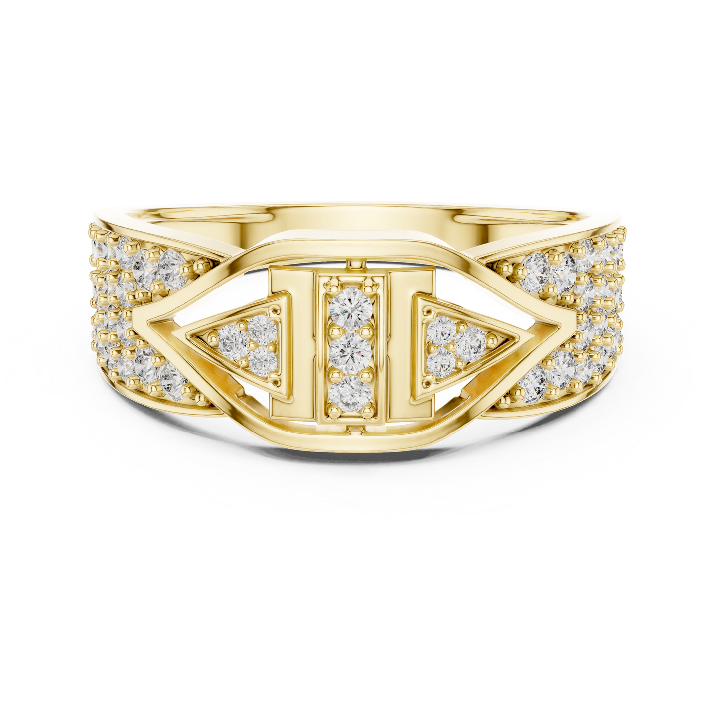 Unique Vertical Bar Lab Grown Diamond Gold Ring