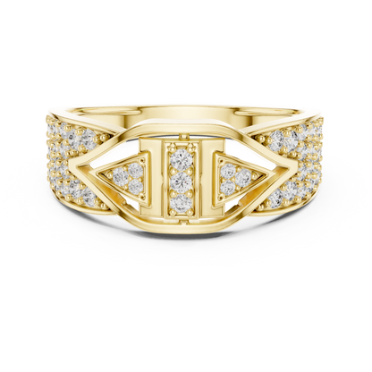 Unique Vertical Bar Lab Grown Diamond Gold Ring