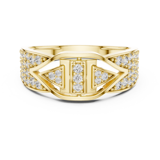 Unique Vertical Bar Lab Grown Diamond Gold Ring