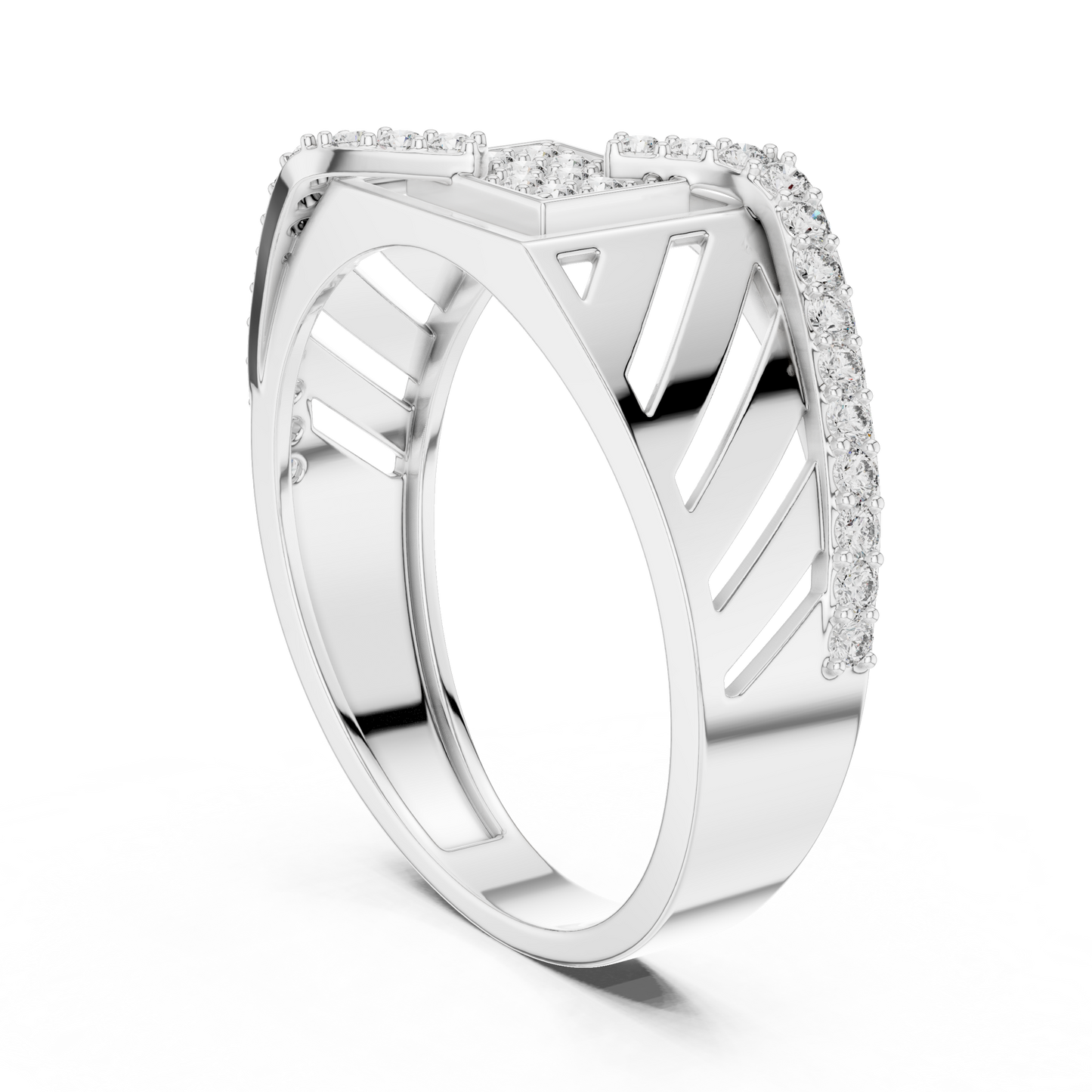 White Gold Geometric Zig-Zag Lab Grown Diamond Ring