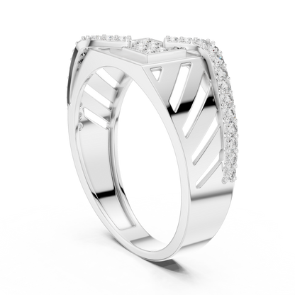 White Gold Geometric Zig-Zag Lab Grown Diamond Ring