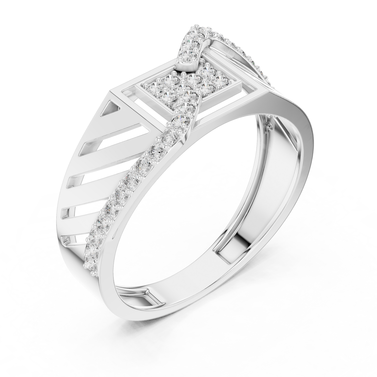 White Gold Geometric Zig-Zag Lab Grown Diamond Ring