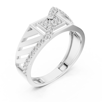White Gold Geometric Zig-Zag Lab Grown Diamond Ring