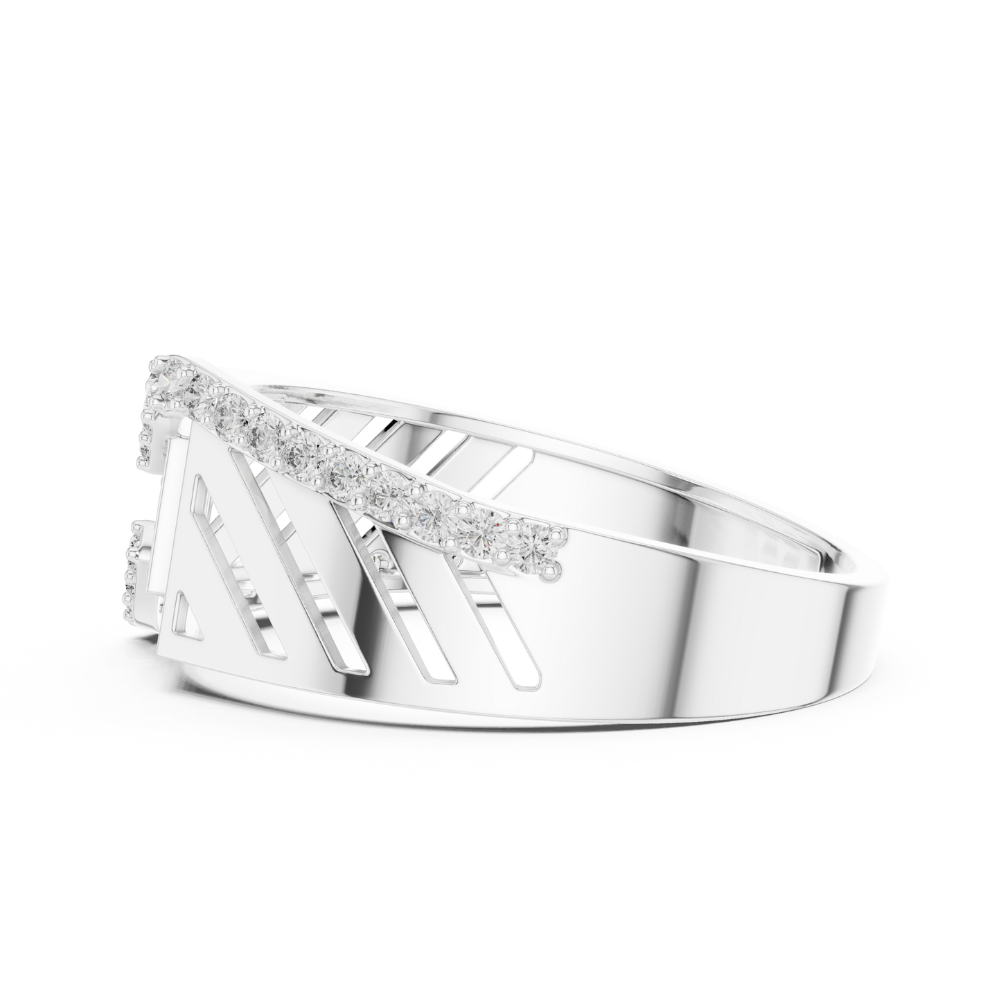 White Gold Geometric Zig-Zag Lab Grown Diamond Ring