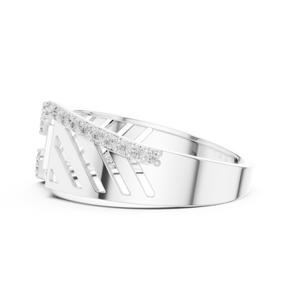 White Gold Geometric Zig-Zag Lab Grown Diamond Ring