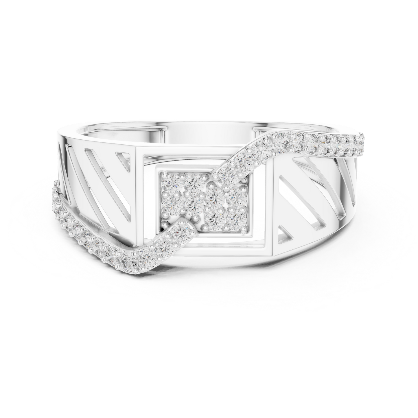 White Gold Geometric Zig-Zag Lab Grown Diamond Ring
