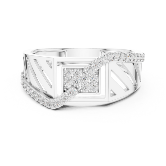 White Gold Geometric Zig-Zag Lab Grown Diamond Ring