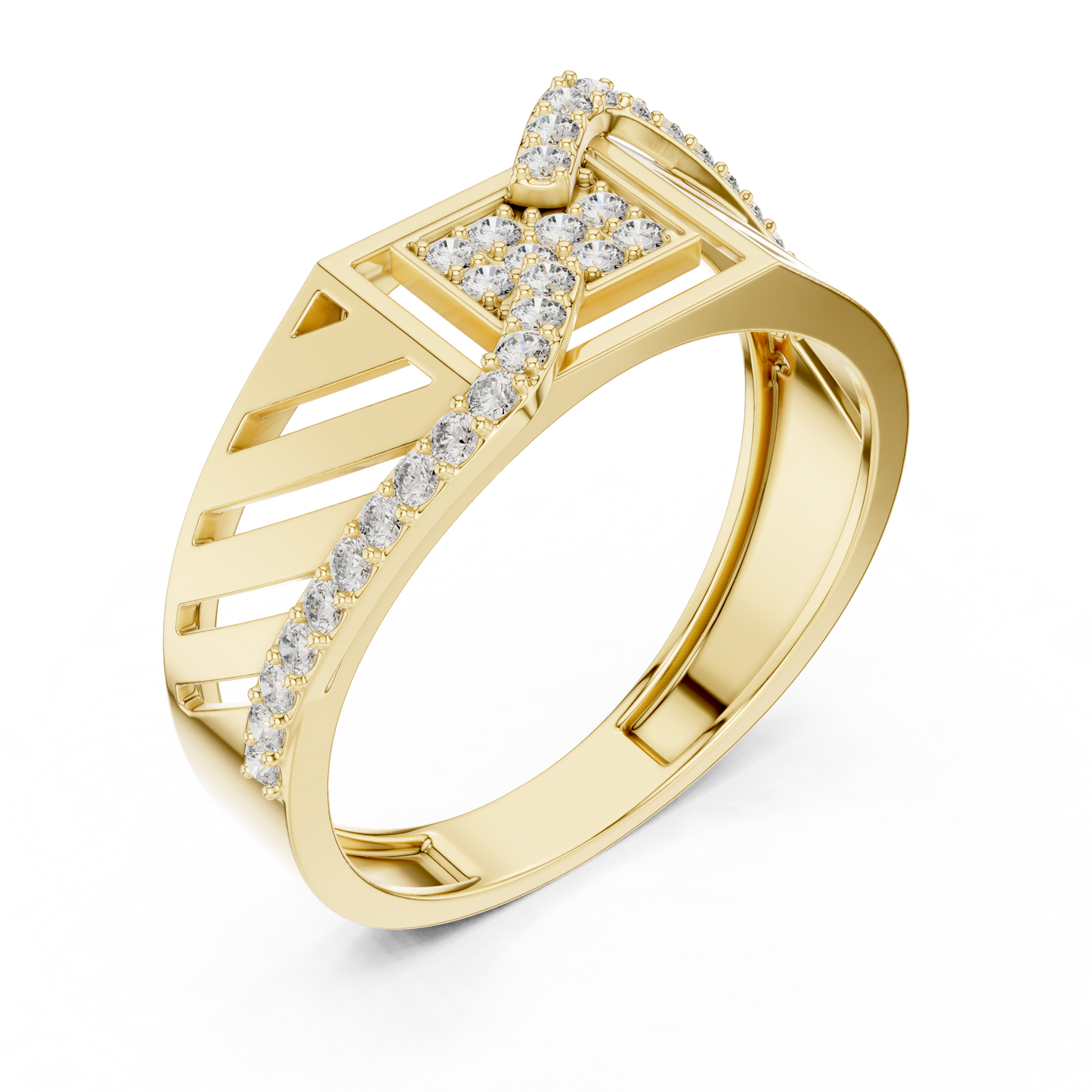 White Gold Geometric Zig-Zag Lab Grown Diamond Ring