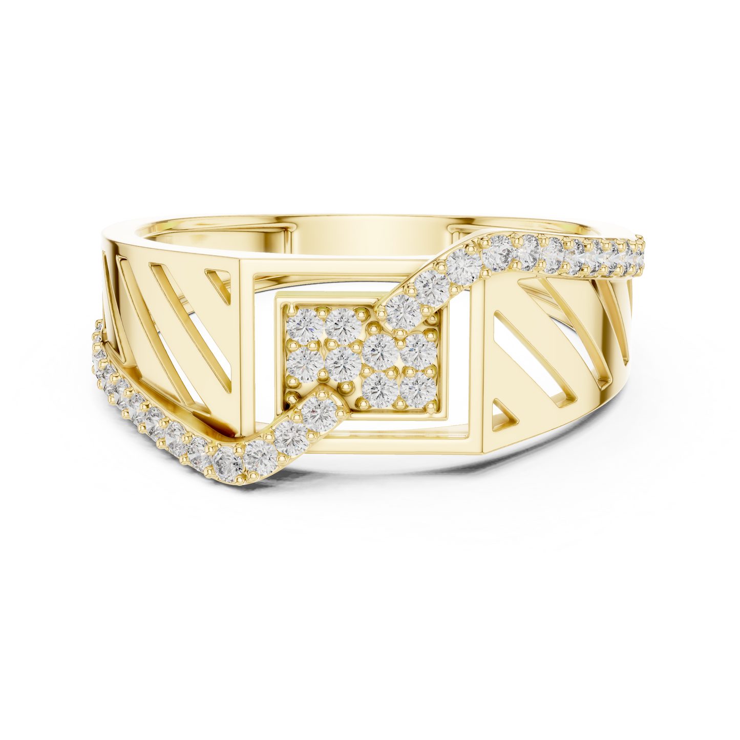 White Gold Geometric Zig-Zag Lab Grown Diamond Ring