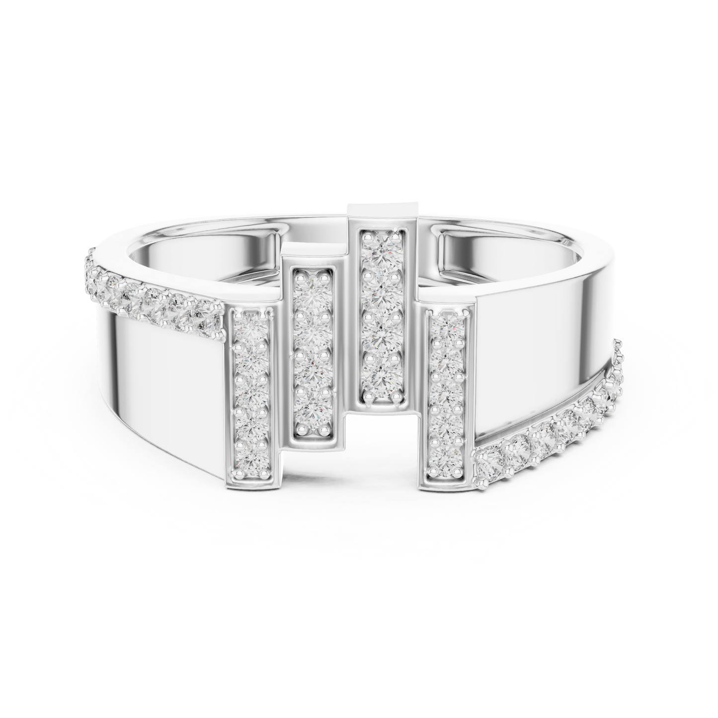 Vertical Staggered Bar Lab Grown Diamond Ring