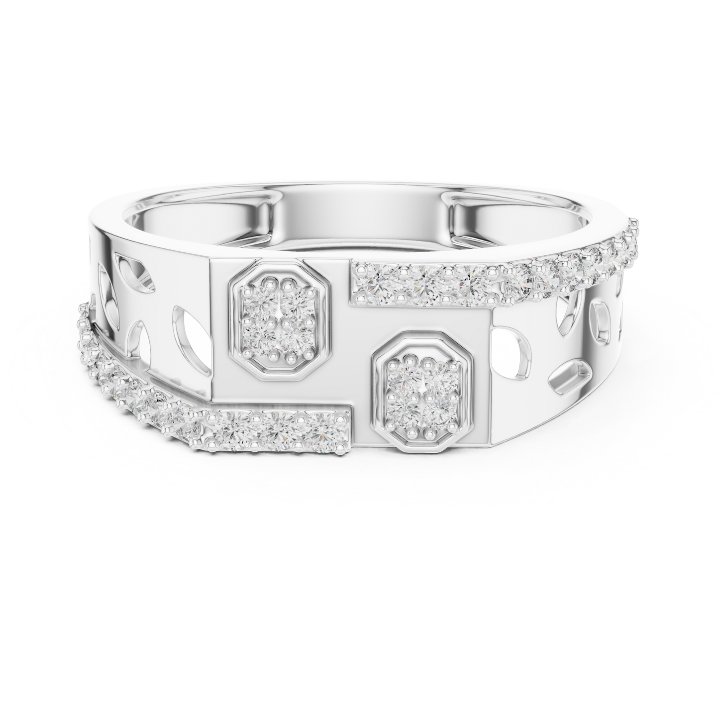 Staggered Octagon Lab Grown Diamond Gold Ring
