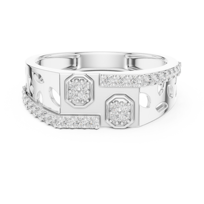 Staggered Octagon Lab Grown Diamond Gold Ring