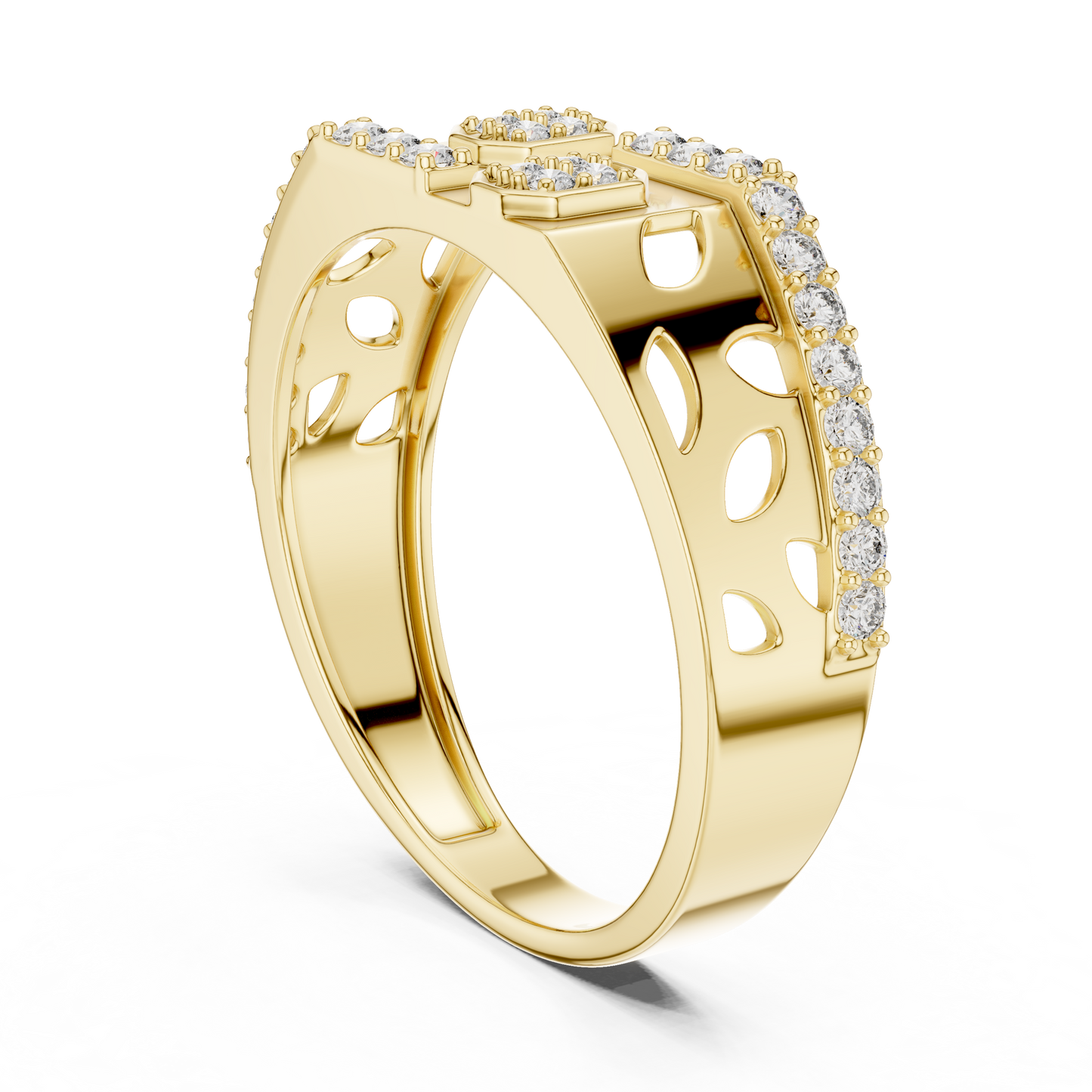 Staggered Octagon Lab Grown Diamond Gold Ring