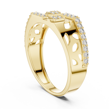 Staggered Octagon Lab Grown Diamond Gold Ring