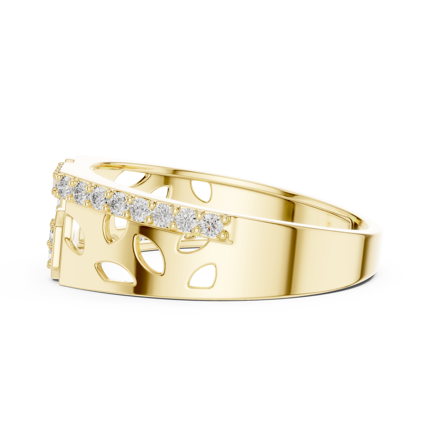 Staggered Octagon Lab Grown Diamond Gold Ring
