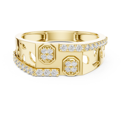 Staggered Octagon Lab Grown Diamond Gold Ring