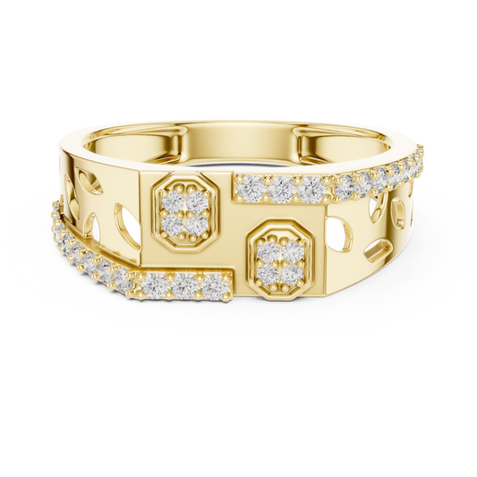 Staggered Octagon Lab Grown Diamond Gold Ring