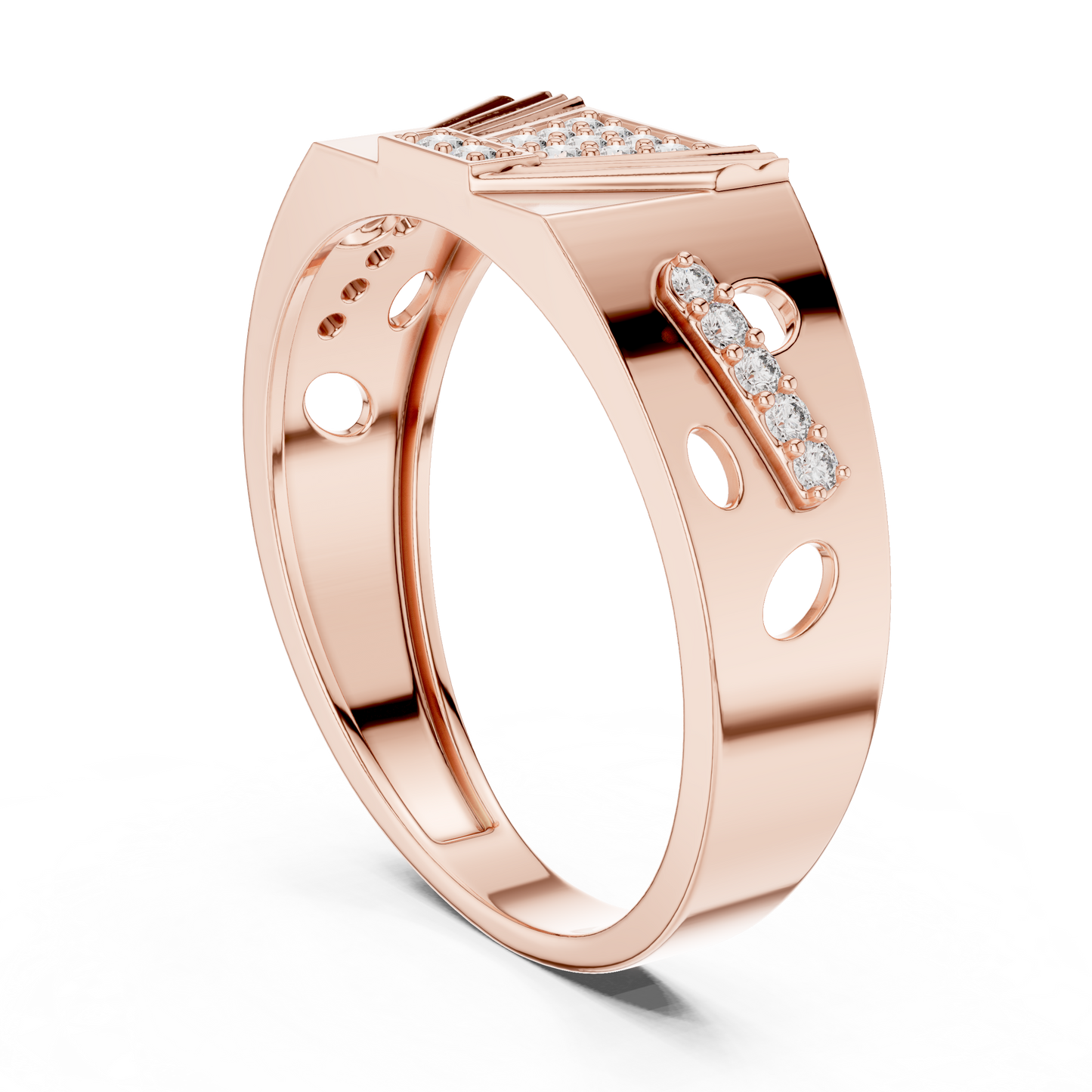 White Gold Trapezoid Cluster Statement Ring