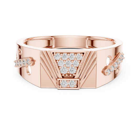 White Gold Trapezoid Cluster Statement Ring