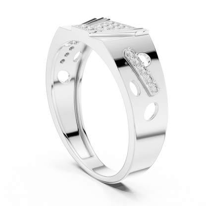 White Gold Trapezoid Cluster Statement Ring