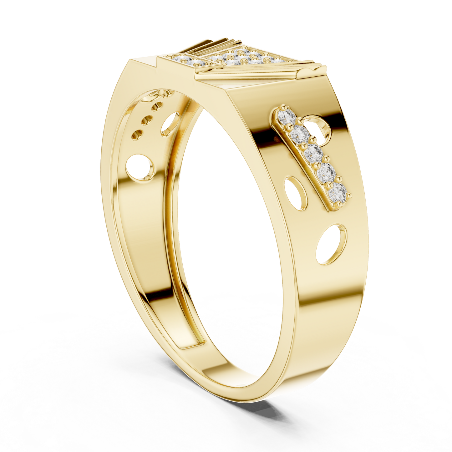 White Gold Trapezoid Cluster Statement Ring