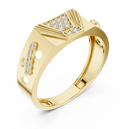 White Gold Trapezoid Cluster Statement Ring