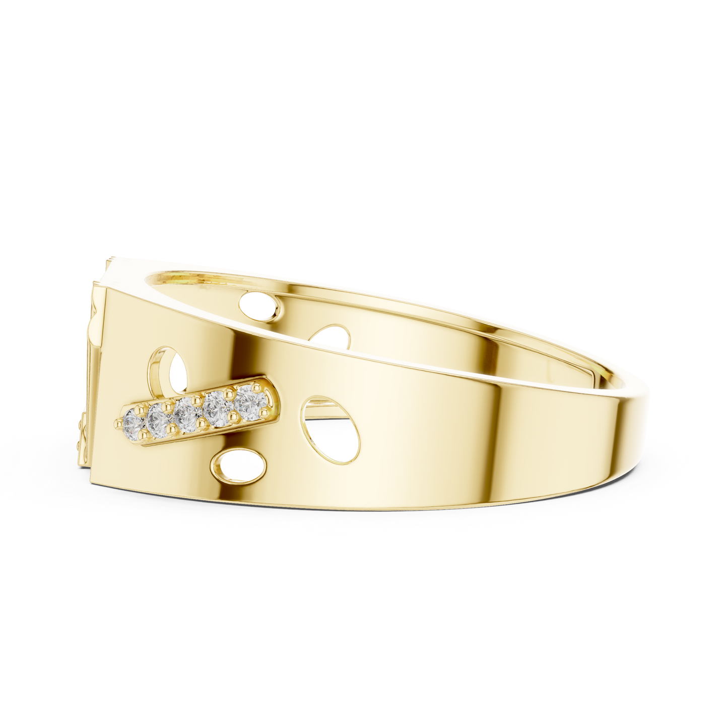 White Gold Trapezoid Cluster Statement Ring