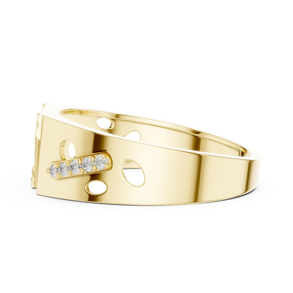 White Gold Trapezoid Cluster Statement Ring