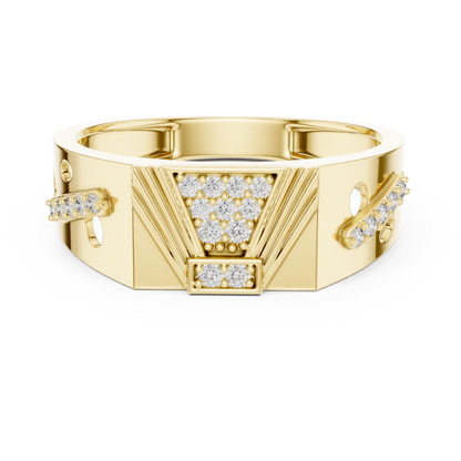White Gold Trapezoid Cluster Statement Ring