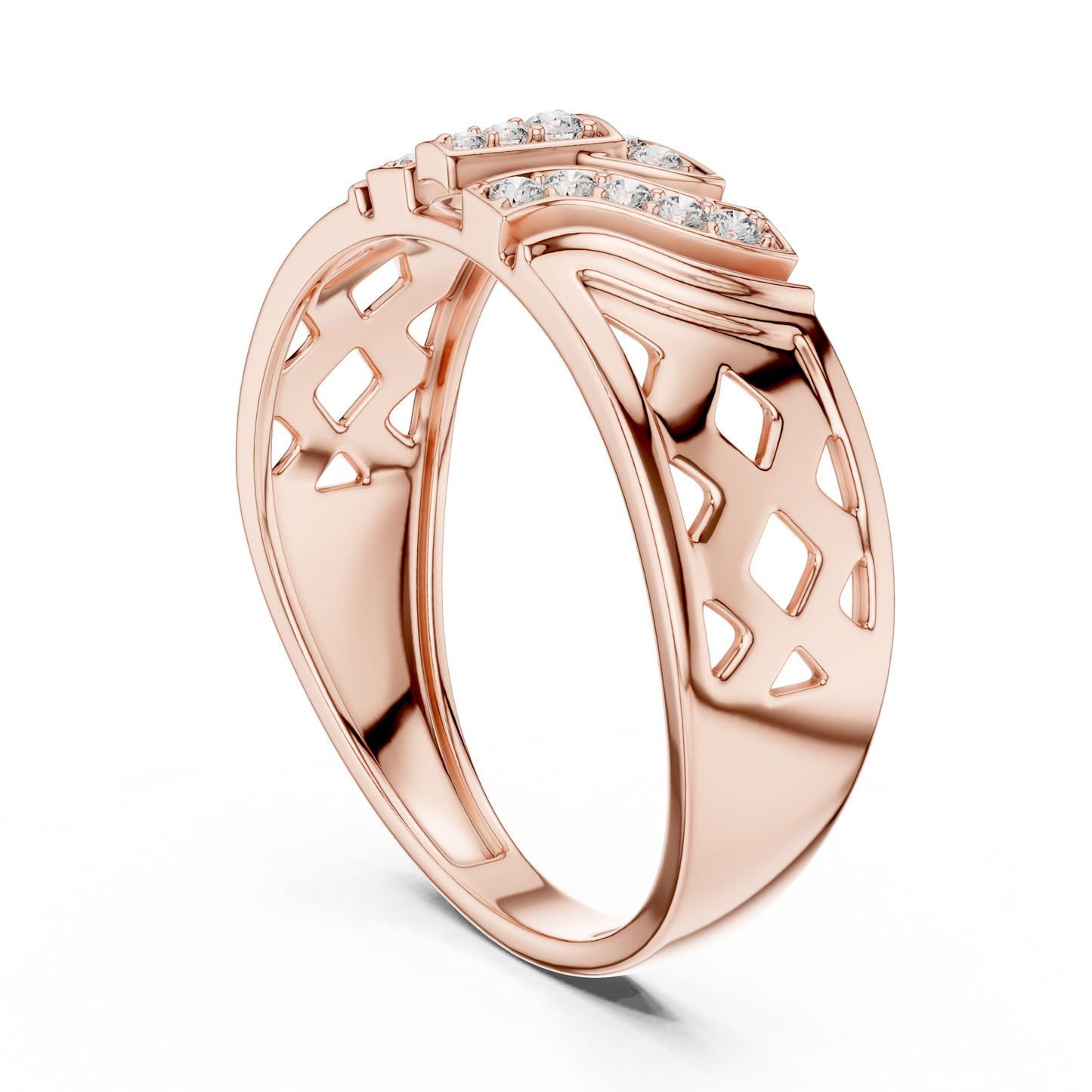 Geometric Shield Cluster Round Lab Grown Diamond Ring