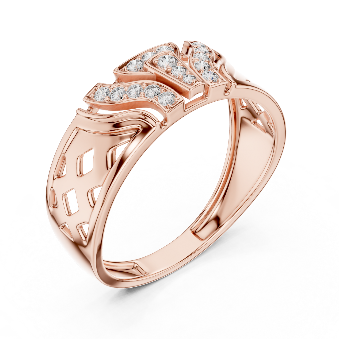 Geometric Shield Cluster Round Lab Grown Diamond Ring