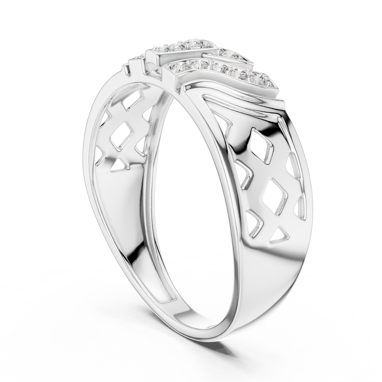 Geometric Shield Cluster Round Lab Grown Diamond Ring