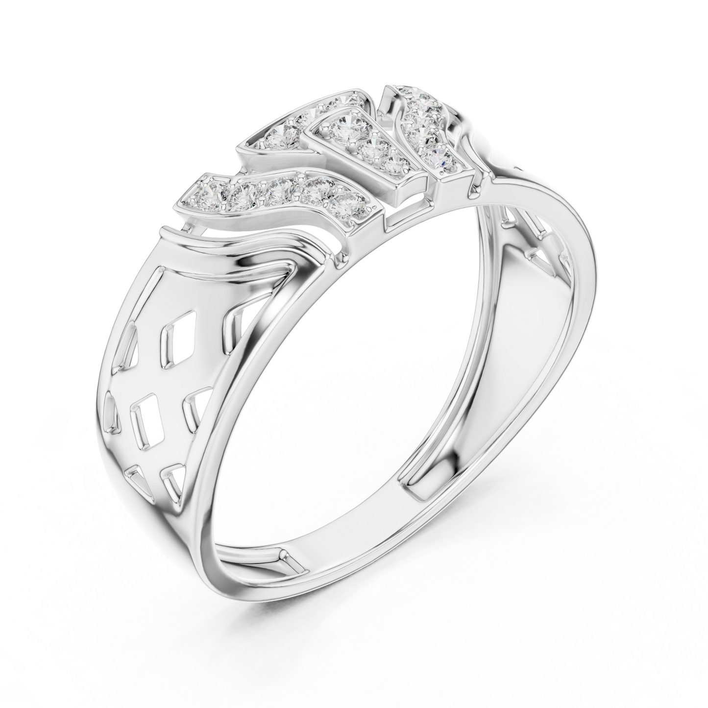 Geometric Shield Cluster Round Lab Grown Diamond Ring