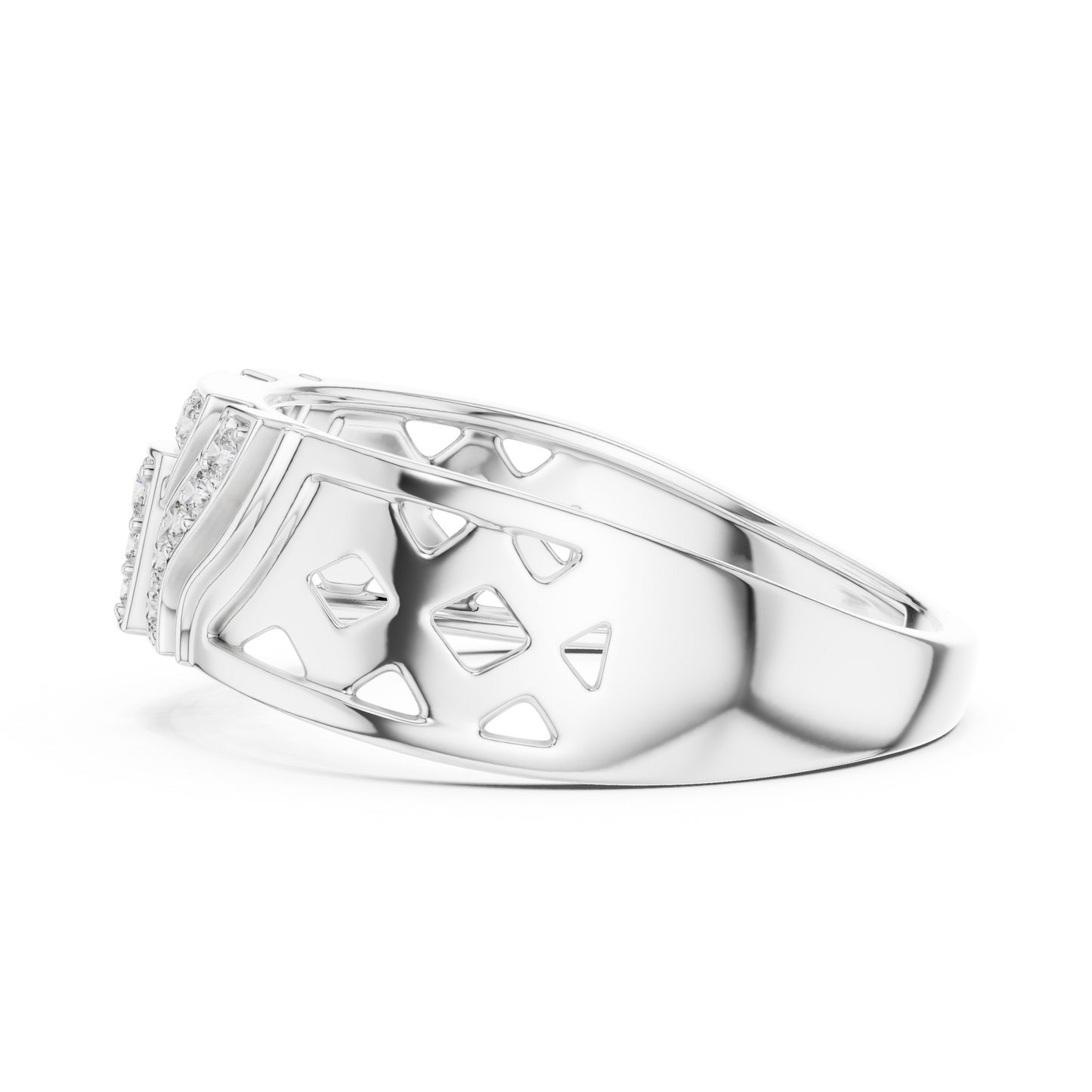 Geometric Shield Cluster Round Lab Grown Diamond Ring